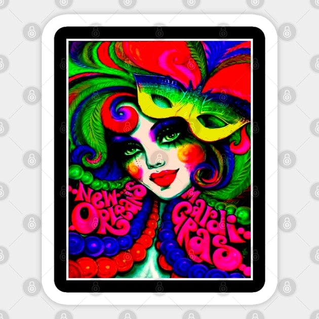 Mardi Gras : Colorful Abstract New Orleans Advertising Print Sticker by posterbobs